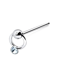 Stone Ring Silver Straight Nose Stud NSKA-40